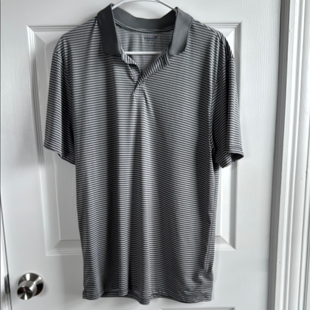 Men's Striped Polo Shirt - Gray